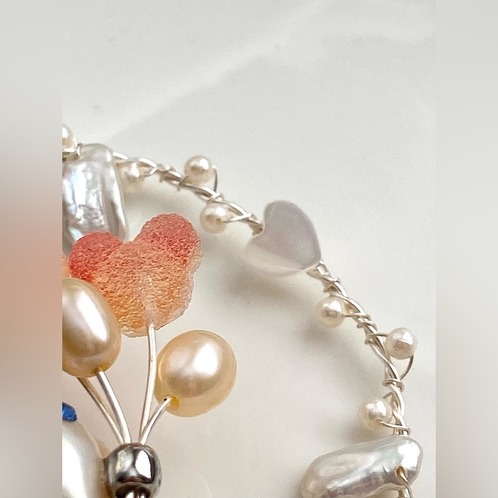 P230-Handmade Premium Flameball Pearl Bunny Detachable Pendant - Picture 11 of 15